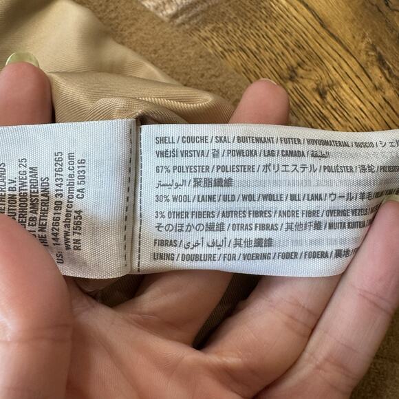 Abercrombie Fitch Womens Sz S Brown Wool Blend Dad Coat Heavy Overcoat Button - Picture 5 of 6